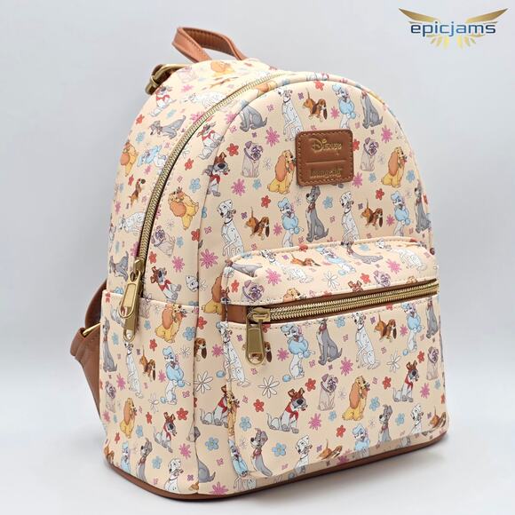 Loungefly Disney Dogs Floral Mini Backpack New - Picture 2 of 5